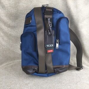 TUMI Navy and Dark Brown Men's Backpack